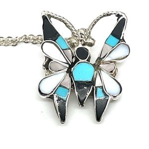 Inlaid Stone Butterfly Necklace